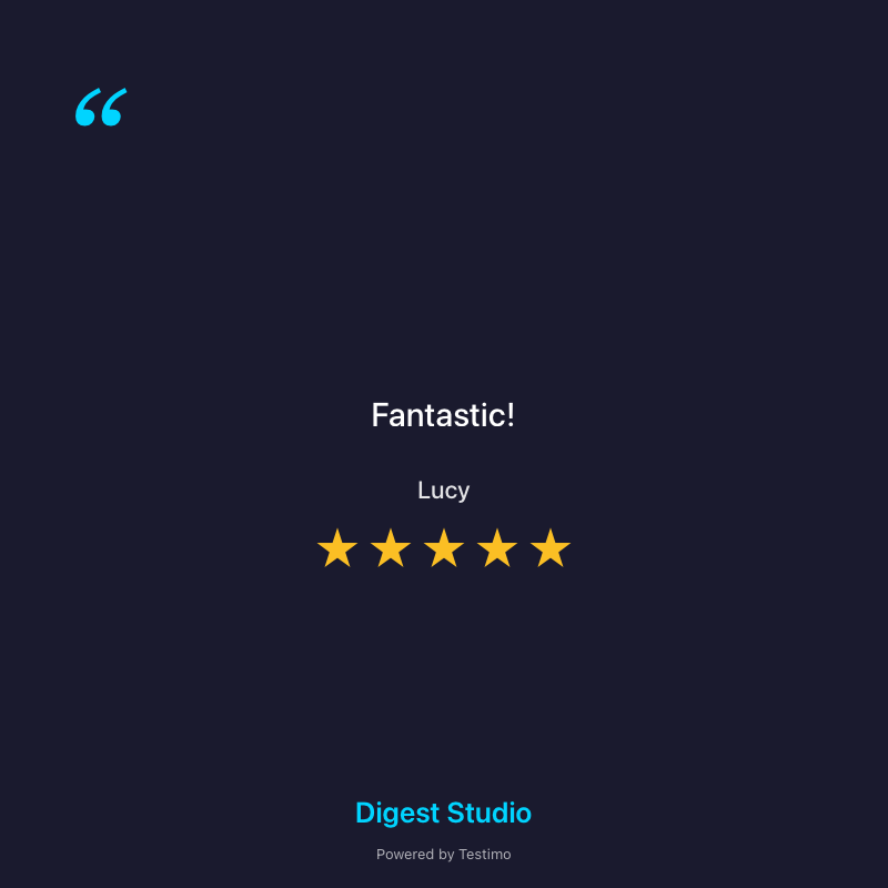 Branded social media review card generated from a customer Google review